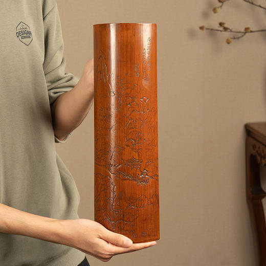 明 竹雕高山深谷归居图大臂搁 商品图3