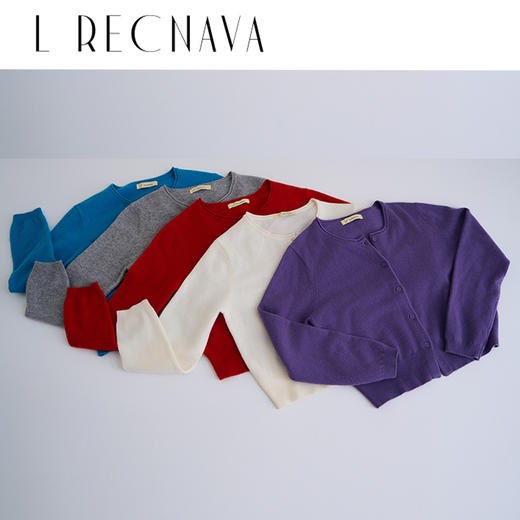 【100%羊毛】秋冬调色盘开衫 圆领纽扣宽边毛衣 短款羊绒外套 商品图2