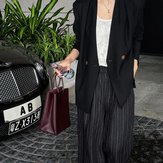 【顺丰包邮】04243 洛诗琳气质双排扣设计感打褶宽松无领西装1072 商品图4