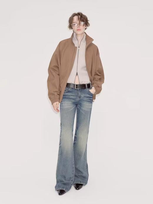 出逃赤岗西/24AWN71/复古蓝牛仔微喇低腰显瘦马蹄拖地长裤 商品图3