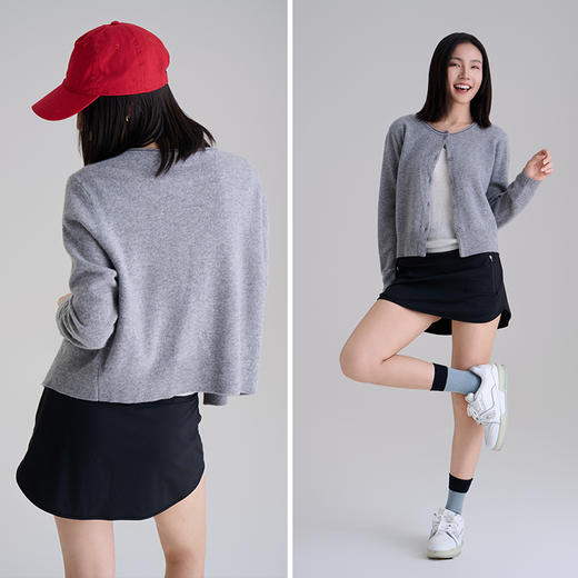 【100%羊毛】秋冬调色盘开衫 圆领纽扣宽边毛衣 短款羊绒外套 商品图4