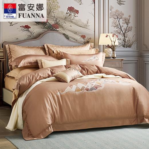 【春上新】10楼 富安娜素绣床单四件 -新疆长绒棉+新疆棉磨毛 丹霞似锦 吊牌价3980元 活动价1699元 商品图1