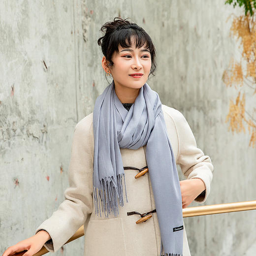 【优雅知性！仿羊绒保暖围巾】35cm宽仿羊绒围巾拉毛色加厚长巾秋冬季cashmere流苏披肩女妈妈装 商品图2