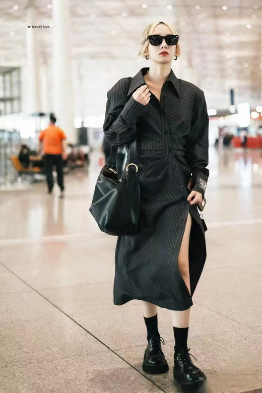 分镜头/PSYCHOBEIBI  2024秋冬新品孟美岐同款条纹衬衫连衣裙1790 商品图2