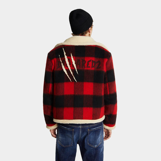 DSQUARED2 男士羊毛混纺飞行员夹克外套 格子色 S74AM1498 S78290 001F 商品图2