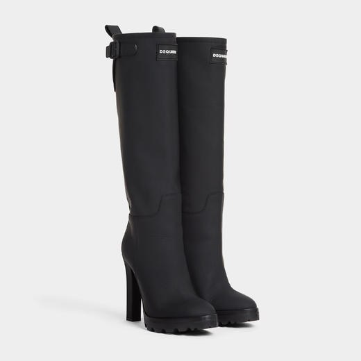 DSQUARED2 女士徽标贴片登山高跟长靴 黑色 BOW0031 01503045 2124 商品图1