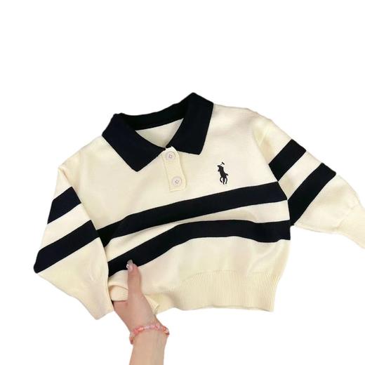 【冬日寒风！温暖童心】秋季新品 洋气儿童翻领条纹毛衣 男童女童休闲毛衣  针织质地精细织工 让宝贝穿上就不想脱-QQ 商品图4