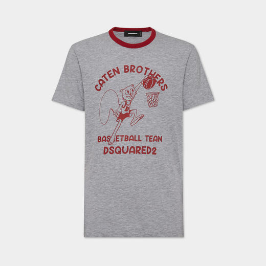 DSQUARED2 男士徽标印花棉质圆领短袖T恤 灰色 S71GD1493 S22146 972 商品图0