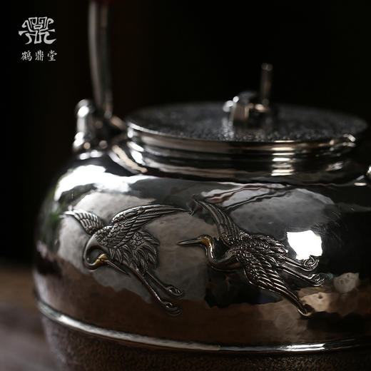 鹤鼎堂银壶闻天系列蒹葭汤沸錾刻归舟放鹤（银色）（缺货） 商品图1