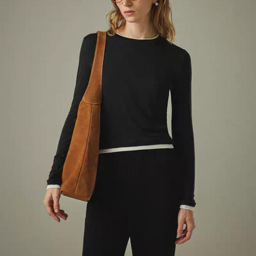 【顺丰包邮】05147 洛诗琳秋冬高级感美拉德牛反绒复古水桶托特包0150 商品图2