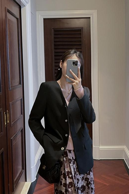 ESTELLICA 黑色无领高端气质西装外套 17240 商品图4