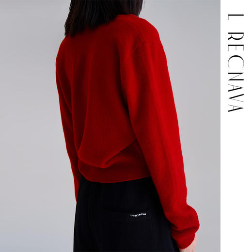 【100%羊毛】秋冬调色盘开衫 圆领纽扣宽边毛衣 短款羊绒外套 商品图7