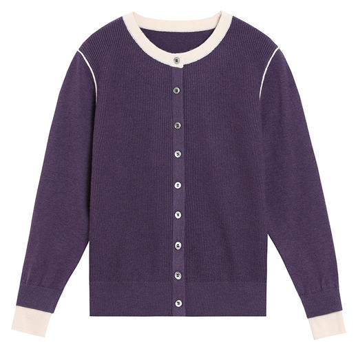 CC-13-6391毛衣女2024秋冬新款圆领长袖内搭打底衫拼色短款宽松套头针织衫潮 商品图4