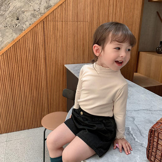 【德绒材质温暖舒适，高领设计保暖抗寒，洋气又可爱~】女童打底衫 宝宝高领德绒 儿童秋冬外穿 中小童宝宝韩版洋气长袖T恤-QQ 商品图5