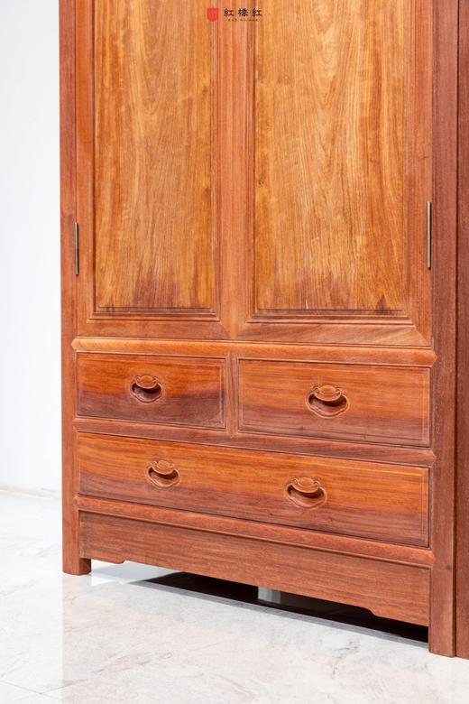 红桥红  家具严选  缅甸花梨（大果紫檀）  【198 两门三抽屉 素面衣柜 拼板】 商品图4