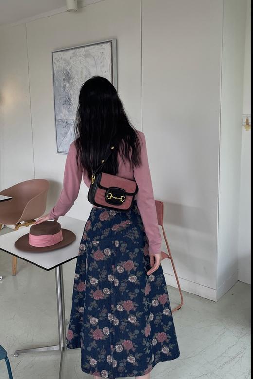 L.Fleuri 花朵图案高腰大A字牛仔半裙 17226 商品图3