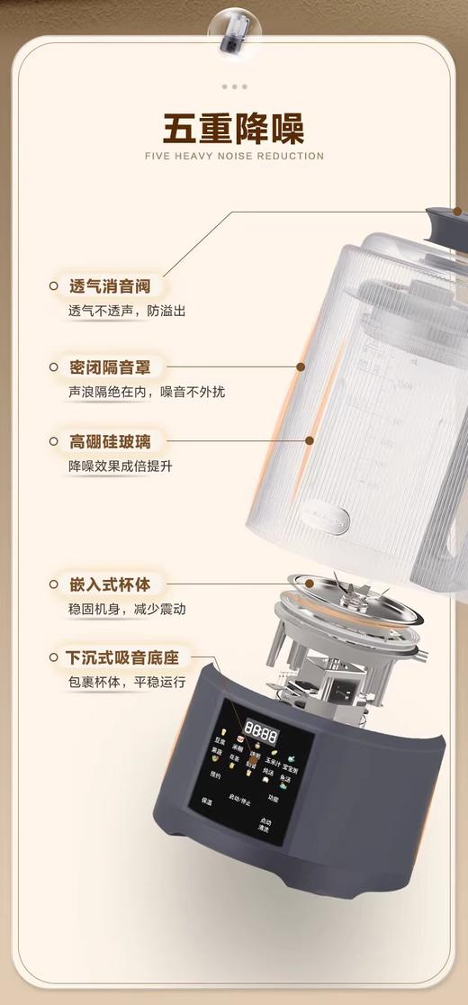荣事达破壁机家用多功能降噪辅食机榨汁机智能菜单自动清洗破壁机 商品图2