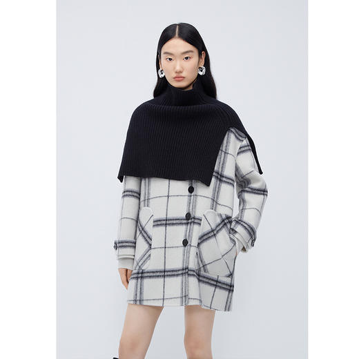 NEELLY纳俪商场同款斗篷式双面呢外套针织围脖高级感*羊毛大衣N24104N04569 商品图2