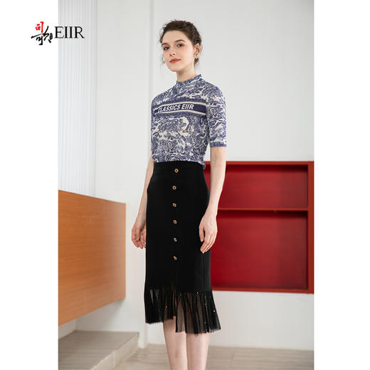 司歌弹力印花内搭打底半高领中袖上衣套头ET901359 商品图4