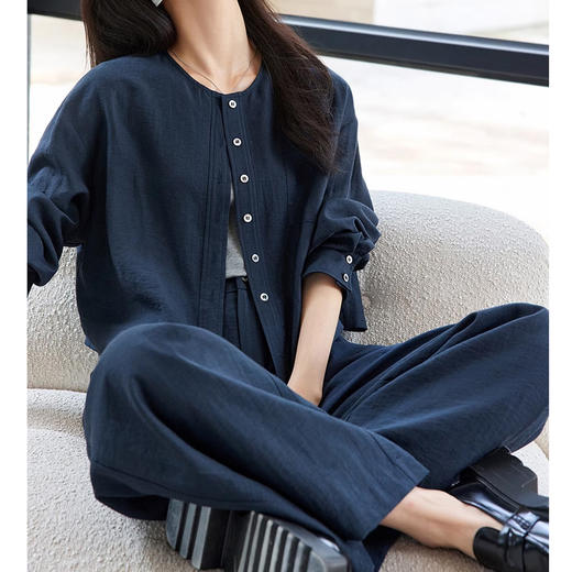 裁缝学苑AQ374亚麻通勤圆领衬衫纸样阔腿裤子女装新款套装样板 商品图2