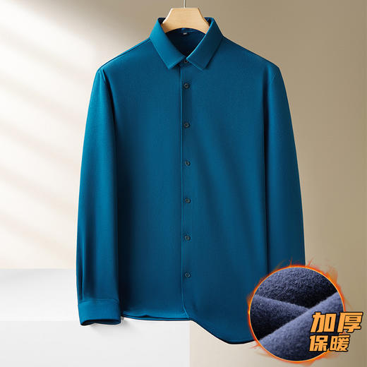 【加绒】【新款DM】大依优型大码加绒高弹长袖衬衫男宽松加肥加大码男士休闲商务衬衣上衣胖子 商品图2