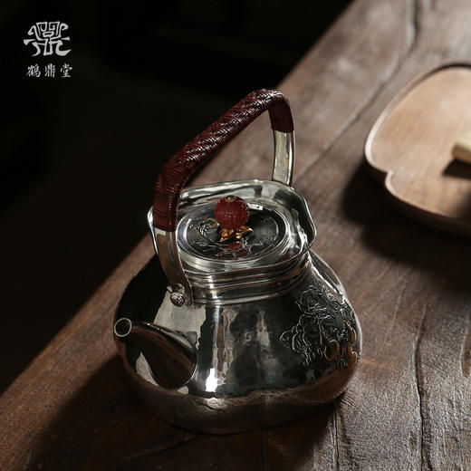 鹤鼎堂银壶闻天系列思成汤沸錾刻福禄寿喜（银色）（缺货） 商品图3