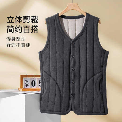 【100%绵羊毛填充】530g三层加厚中老年男士保暖马甲背心男士衔缝马甲 商品图3