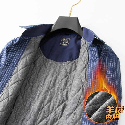 【羊绒内胆】【新款DM】大依优型大码加绒长袖衬衫男宽松加肥加大码男士休闲商务衬衣上衣胖子 商品图12