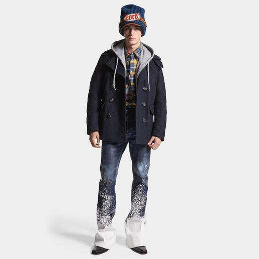 DSQUARED2 男士未拉绒羊毛宽松拉链连帽卫衣 灰色 S71HG0140 S25463 860M 商品图3