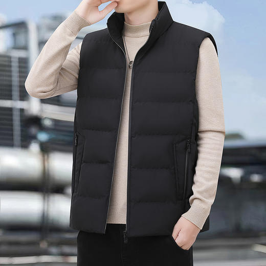 【新款DHD】大依优型大码男装立领棉马甲简约休闲宽松外套男坎肩背心上衣男士 商品图1