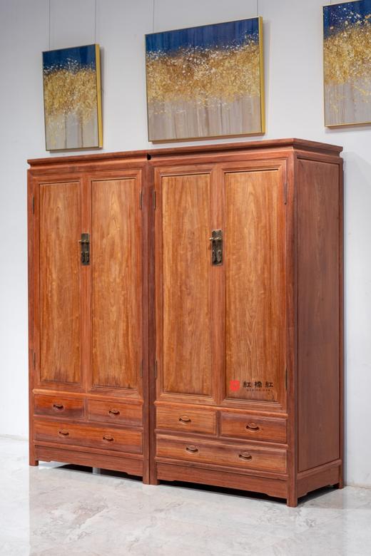 红桥红  家具严选  缅甸花梨（大果紫檀）  【198 两门三抽屉 素面衣柜 拼板】 商品图1