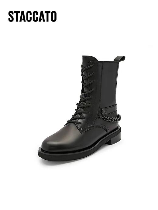 思加图冬季新款英伦风增高马丁靴中筒靴时装靴女 商品图0