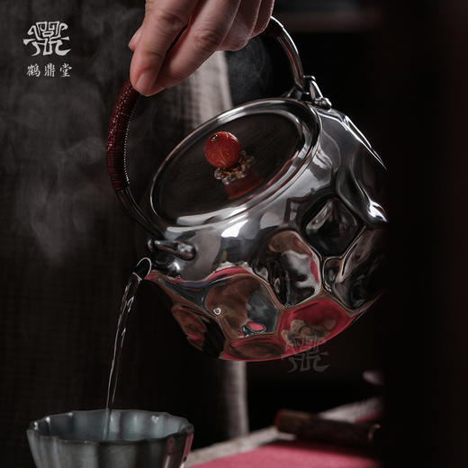 鹤鼎堂银壶闻天系列崧高汤沸大锤目纹（银色）（缺货） 商品图1