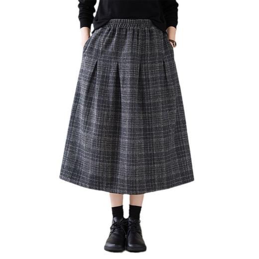 GYH 3731复古重工色织格纹半身裙中长款格子裙 商品图4