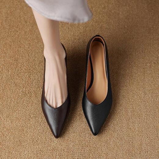 【预售5天】法式尖头单鞋女春秋新款百搭通勤职业工作鞋浅口细跟高跟鞋女ASN&1956 商品图4
