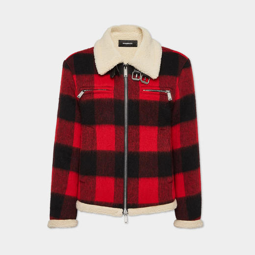 DSQUARED2 男士羊毛混纺飞行员夹克外套 格子色 S74AM1498 S78290 001F 商品图0