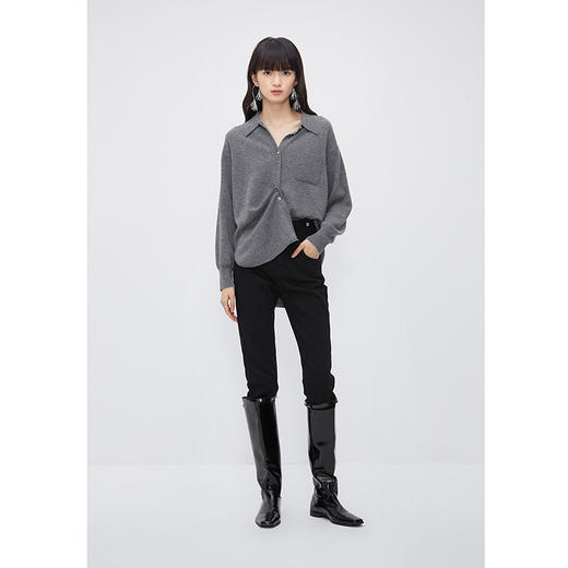 NEELLY纳俪商场同款黑色百搭收腹铅笔裤女冬季磨毛修身显瘦小脚裤N24104H04566 商品图1