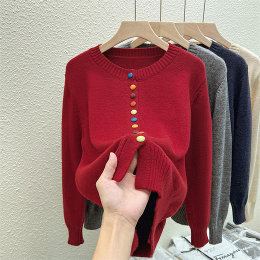 【针织毛衣开衫】复古慵懒风毛衣 秋冬休闲软糯针织显瘦针织衫毛衣 商品图2