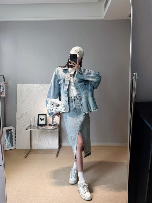 分镜头/SHANG1BYSHANGYI  2024新款设计感收腰牛仔外套2180 商品图2