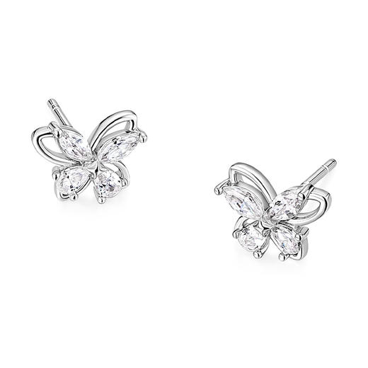 卡蒂罗/KADER 光影蝴蝶耳钉 在逃公主原创设计立体镂空满镶宝石养耳洞 闪耀璀璨闪闪蝶舞耳饰 925银 礼品礼盒 商品图1