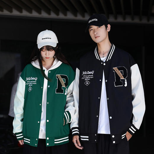 【新款DHD】大依优型大码男装棒球领棉衣棉服夹克加肥加大休闲棒球服夹克胖子外套上衣 商品图0