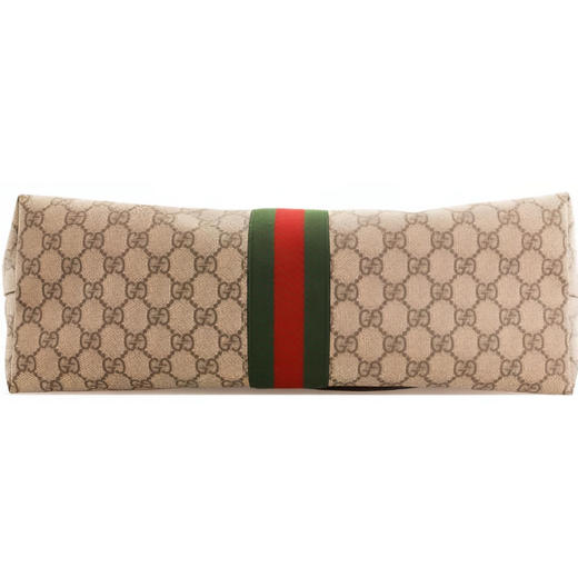 GUCCI古驰 Ophidia 老花Logo条纹织带通勤百搭 帆布拼皮 大容量托特包单肩手提包 中号 男女同款情侣款 （CB） 商品图4