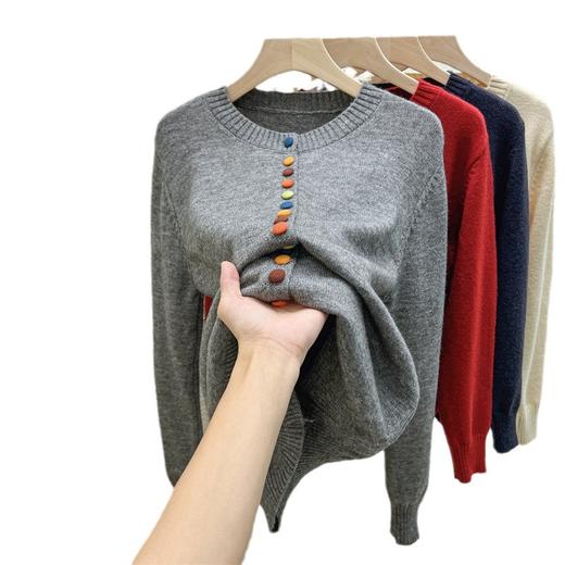 【针织毛衣开衫】复古慵懒风毛衣 秋冬休闲软糯针织显瘦针织衫毛衣 商品图4