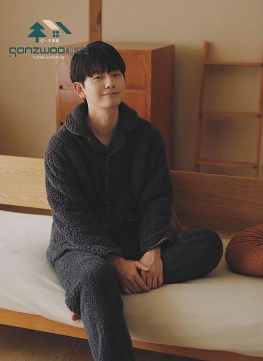 松植屋情侣款加厚使命珊瑚绒长袖套装冬季男女睡衣保暖家居服棉服 商品图6