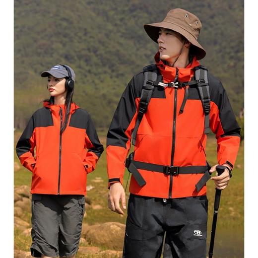 木纯时尚户外拼色情侣款宽松防水防风透气冲锋衣9522款 商品图2