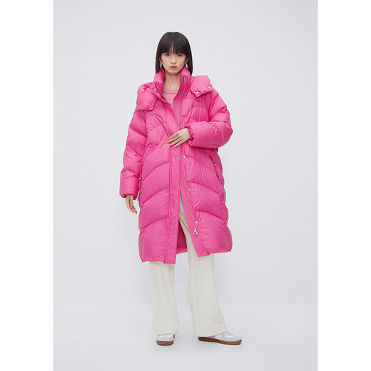 NEELLY纳俪商场同款茧型加厚羽绒服女冬季韩版连帽中长款过膝外套N24104L04576 商品图2