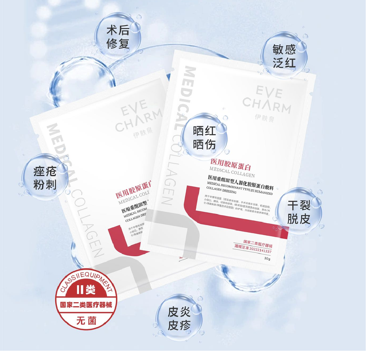 伊肤泉医用重组Ⅲ型人源胶原蛋白敷料30g*5片/盒