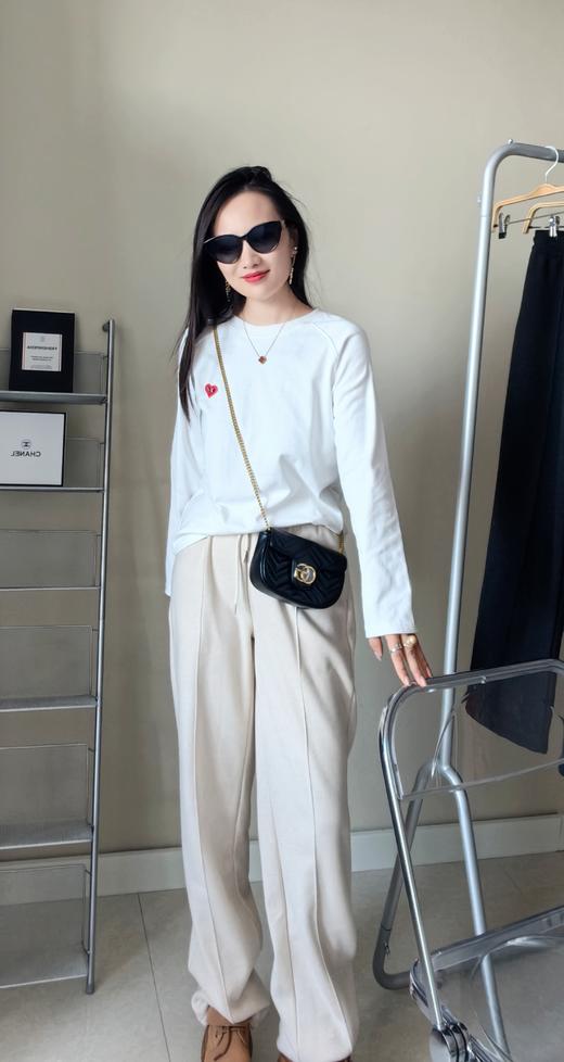 秋冬加绒含小羊羔毛暗纹松紧腰直筒暖暖裤 商品图2