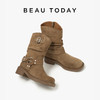 BeauToday 西部牛仔靴女复古牛反绒堆堆靴06158 商品缩略图1