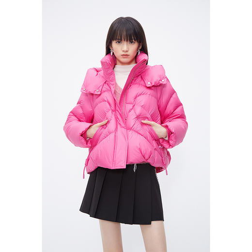 NEELLY纳俪商场同款短款加厚羽绒服女冬新款连帽拉链白鸭绒面包服N24104L04575 商品图1